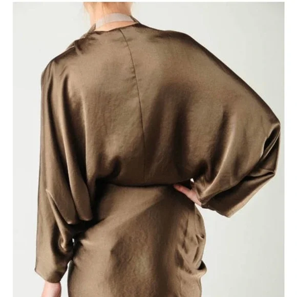 Alexander Wang Satin Charmeuse Batwing Halter Dress $1600 size 6 - Picture 3 of 12